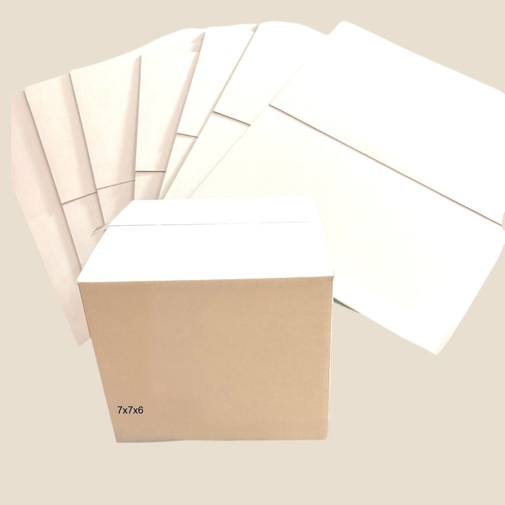 White Corrugated Shipping Boxes 7x7x6 Small Square Cardboard Mailers Bulk Pack